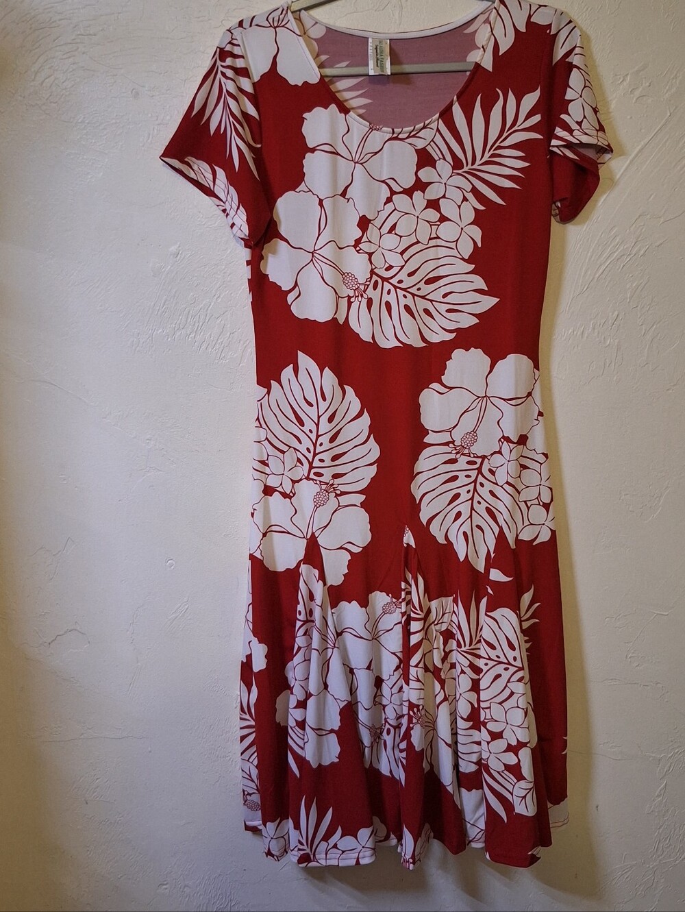 S & S Aloha Fashion Hawaii Dress Tropical Hibiscus Print Short Sleeve Size XXL